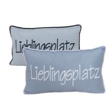 Kissen Lieblingsplatz - 2 Farben türkis/mint mit schwarzer Aufschrift