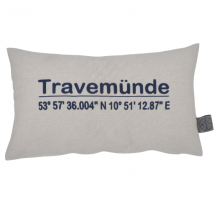 Kissenhülle Travemünde 30x50cm Koordinaten creme/dunkelblau ""