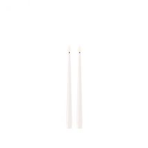 Deluxe Homeart weiße Lack Stabkerzen-Set H28cm