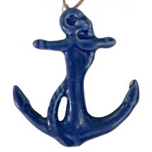 Maritimer Dekoanhänger Anker aus Porzellan blau
