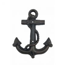 Großer maritimer Wandanker / Garderobenhaken aus Gusseisen in dunkelbraun