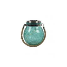 Solarlampe mit Tau-Henkel, kugelförmiges Glas mit 20 LED - türkis