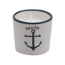 Maritime Kerze aus Steingut Anker Moin in weiß ""