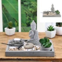 Zen Garten Set mit Teelichthalter, 9 teilig, 25 x18 cm ""