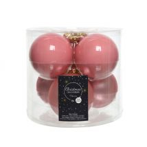 Tannenbaumkugeln Christbaumkugeln Set Lipstick rosa, Glas matt und glänzend, 8 cm, 6tlg.