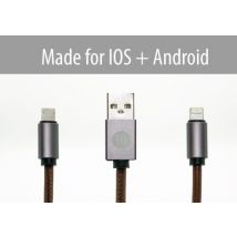 Concept 18 Leder-Ladekabel 2 in 1 für IOS und Android in schwarz