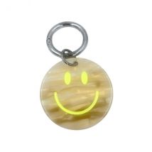Schlüsselanhänger SMILEY mit Karabinerverschluss – Perlmutt neongelb 5,5x9cm – Seaside No.64