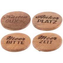 Maritimer Untersetzer aus Mangoholz mit Schriftzug Küstenglück