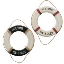 Wandobjekt Rettungsring "Welcome on Board" schwarz/rot in zwei Ausführungen "schwarz"