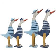 Badeente mit Flip-Flops & Hut aus Holz - versch. Varianten 29cm, hellblau