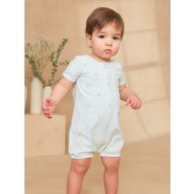 Combinaison Courte Rayée Et Motif Soleil En Seersucker Turquoise Pâle - 6 Mois - Garçon - Sergent Major