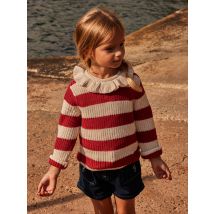 Pull Écru À Collerette Avec Rayures Rouges - 5 Ans - Fille - Sergent Major