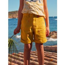 Short Moutarde À Broderies Aileron De Requin Multicolores - 9 Ans - Garçon - Sergent Major