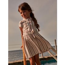 Robe Chemise Écrue En Lin Avec Rayures - 9 ans - Fille - Sergent Major