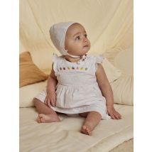 Robe Blanche, Bloomer Et Béguin Brodés Naissance Fille - 9 mois - Sergent Major