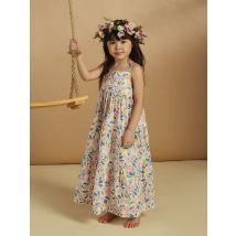 Robe Midi En Popeline Blanc Cassé À Volants Et À Imprimé Fleuri Enfant Fille - 8 ans - Sergent Major