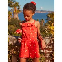 Combishort Rouge À Imprimé Fleurs Blanches En Jersey - 10 ans - Fille - Sergent Major