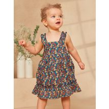 Kleid Mit Buntem Blumen-und Fischmotiv Aus Popeline In Marineblau - 24M - Sergent Major