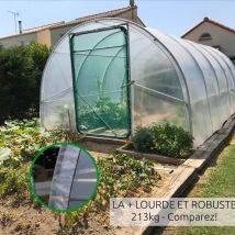 Serre de jardin tunnel robuste Ø 40 - 30m2 - 4m x 7m50 hauteur 2m70 à ourlet