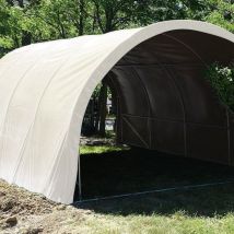 Abris de stockage robuste Ø 40 - Forme tunnel - 4 x 6m (24m2) - Bâche PVC Beige
