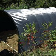 Abris de stockage robuste Ø 40 - Forme bords droits - 5 x 9m (45m2) - Bâche PVC anthracite