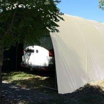 Abris de stockage robuste Ø 40 - Forme tunnel - 4 x 7,50m (30m2) - Bâche PVC beige