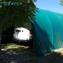 Abris de stockage robuste Ø 40 - Forme tunnel - 4 x 7,50m (30m2) - Bâche PVC vert