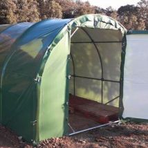 Abris de stockage robuste Ø 40 - Forme tunnel - 4 x 7,50m (30m2) - 2 portes battantes