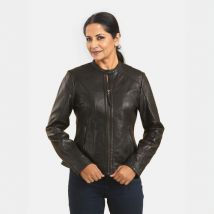 LA MAREY: Motorradjacke aus 100% Lammleder  fallendes Revers  Schwarz 