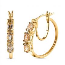 AAA Turkizit-Creolen  925 Silber Gelbgold Vermeil ca. 1.60 ct