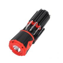 10-in-1 Multifunktionale LED Taschenlampe  rot und schwarz