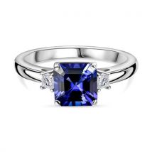 RHAPSODY Asscher Schliff AAAA Tansanit  Weißer Diamant Ring 950 Platin ca. 1.93 ct
