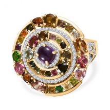 GP Celestial Dream Kollektion- Multi-Turmaline  afrikanischer Amethyst  Zirkon und blauer Saphir-Ring - 6 03 ct.