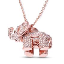Kristall Elefant-Anhänger mit 60cm Kette in Roségoldton