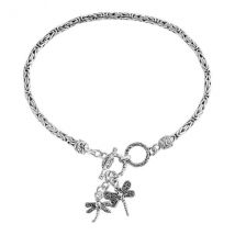 Royal Bali Kollektion- Armband mit Libellen-Charme in 925 Silber  20cm