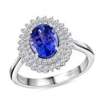 RHAPSODY AAAA Tansanit und VE EF Diamant-Halo-Ring in 950 Platin - 1 67 ct.