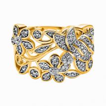 Weißer Diamant Ring  925 Silber Gelbgold Vermeil