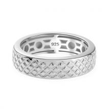 Handgearbeiteter Bandring mit Diamantschliff-Muster  925 Silber