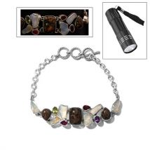 Handgefertigtes Silberarmband mit natürlichen Yooperliten und mehrfarbigen Edelsteinen 19 19 Ct