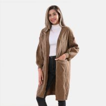 LA MAREY - lange Strickjacke  Einheitsgröße Braun