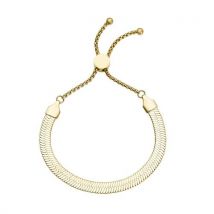 Seidiges Fischgräten-Gliederarmband  ca. 18 cm  Edelstahl Goldfarben ca. 7 00g