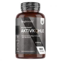 Premium Aktivkohle Kapseln - 180 vegane Kapseln. Bei Verdauungsproblemen, Völlegefühl, Blähungen und zur Entgiftung