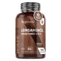 Leinsamenöl Softgel Kapseln - 180 Weichkapseln - Natürliches Flaxseed Oil mit Omega 3