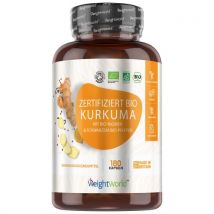 Bio-Kurkuma Kapseln - 1520 mg 180 St. - mit schwarzem Pfeffer &amp; Ingwer - Für Ihr Haut &amp; Knochen