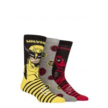 Mens 3 Pair Marvel Deadpool and Wolverine Cotton Socks Assorted 6-11 Mens