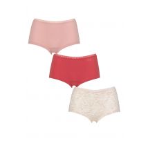 Women's 3 Pack Sloggi Go Crush Shorts Red Large