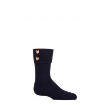 Boys and Girls 1 Pair Falke Cable Button Recycled Materials Socks Dark Navy 3-5.5 Kids (6-24 Months)