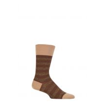 Mens 1 Pair Falke Sensitive London Striped Cotton Socks Sesame 11.5-14.5 Mens
