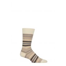 Mens 1 Pair Falke Tinted Stripe Wool Socks Cream  8.5-11 Mens