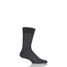 1 Pair Anthracite Melange Milano Rib 97% Fil d'Ecosse Cotton Socks Men's 8.5-9.5 Mens - Falke